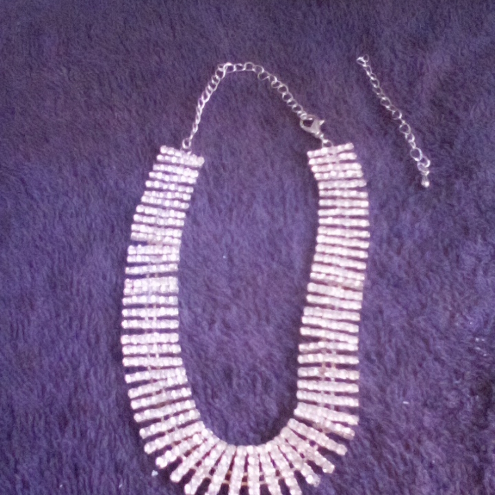 Cubic zirconia choker chain necklace